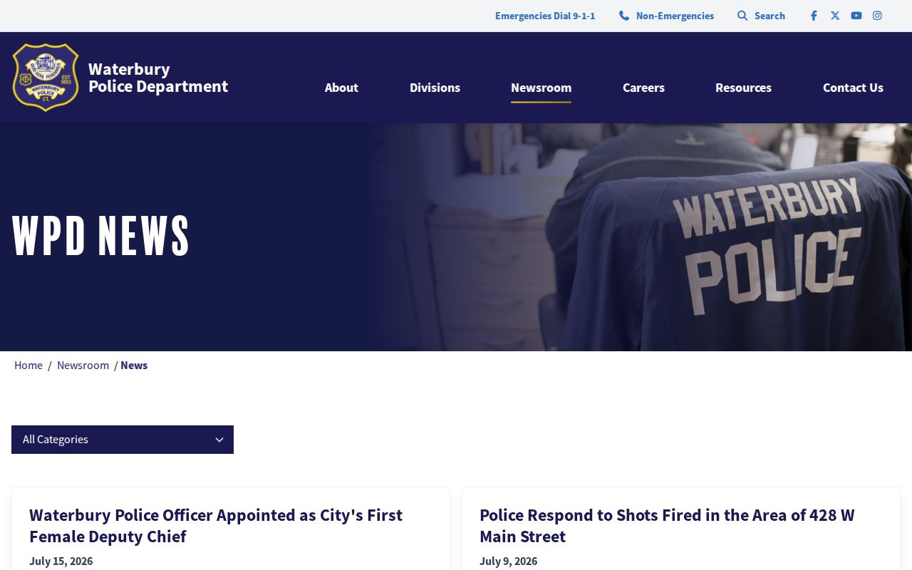 Waterbury WPD selected arrest release newsroom
