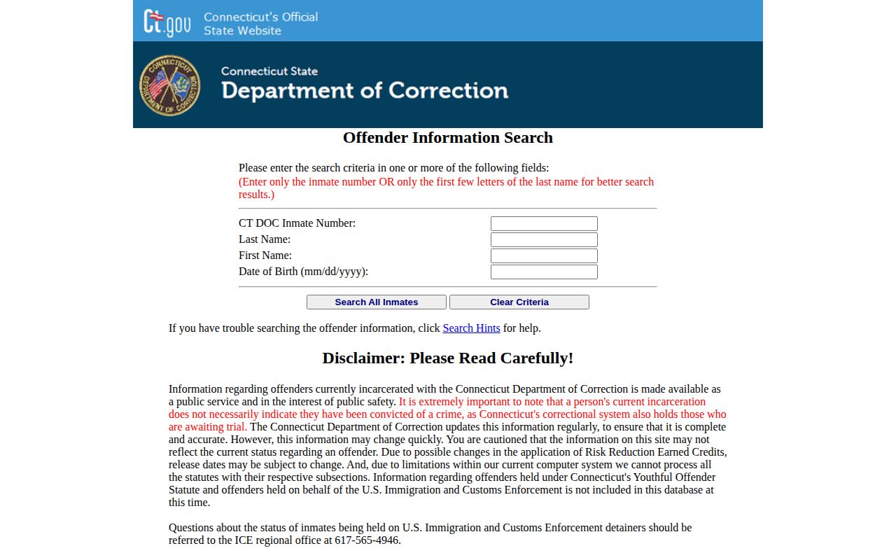 Connecticut DOC search for Waterbury arrest custody records