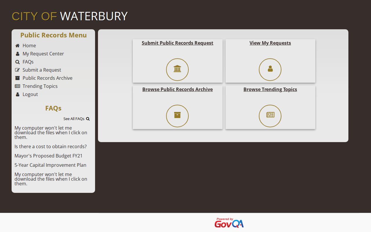 Waterbury busted mugshot public records request interface